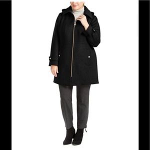 NWT,Michael Kors Hooded Stand-Collar wool Coat